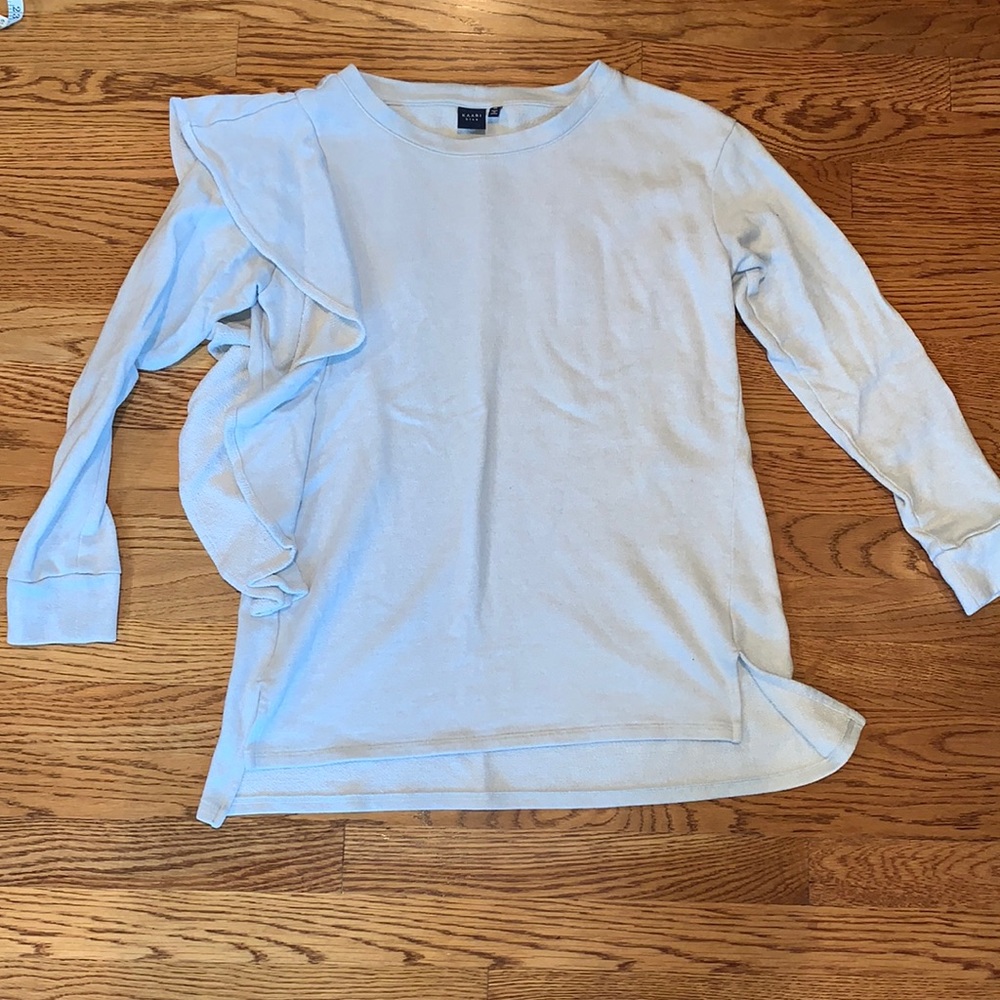 Kaari Blue Ruffle Shoulder Women’s Sweatshirt Med